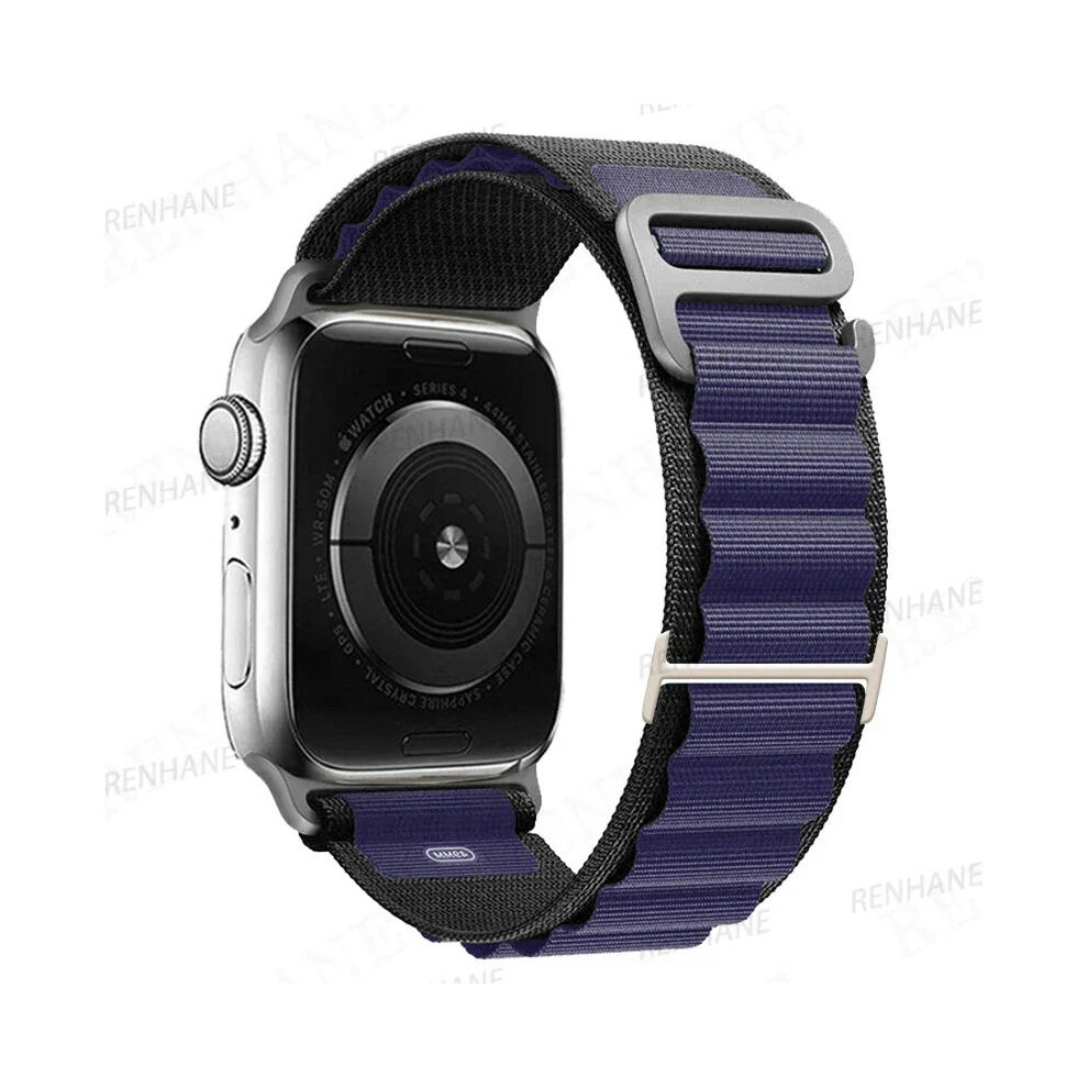 (Midnight Blue Black, 38Mm 40Mm 41Mm) Alpine Loop Band For Apple Watch Strap 49Mm 45Mm 41Mm 44Mm 40Mm 42Mm 38Mm Metal G-Hook Nylon Bracelet Iwatch Ult Blue,Black 9332771168490