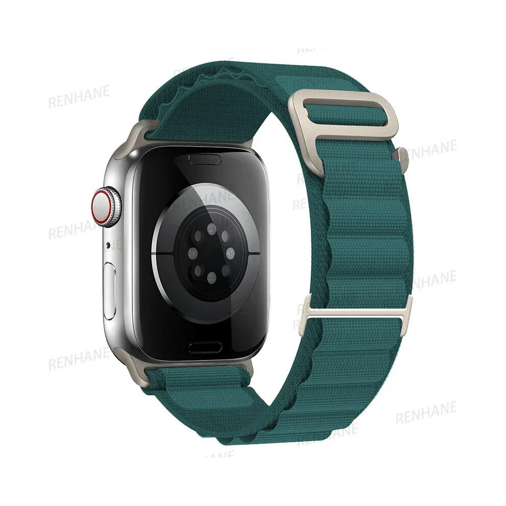 (Malachite 38Mm 40Mm 41Mm) Alpine Loop Band For Apple Watch Strap 49Mm 45Mm 41Mm 44Mm 40Mm 42Mm 38Mm Metal G-Hook Nylon Bracelet Iwatch Ultra 9 Green 9332771168759