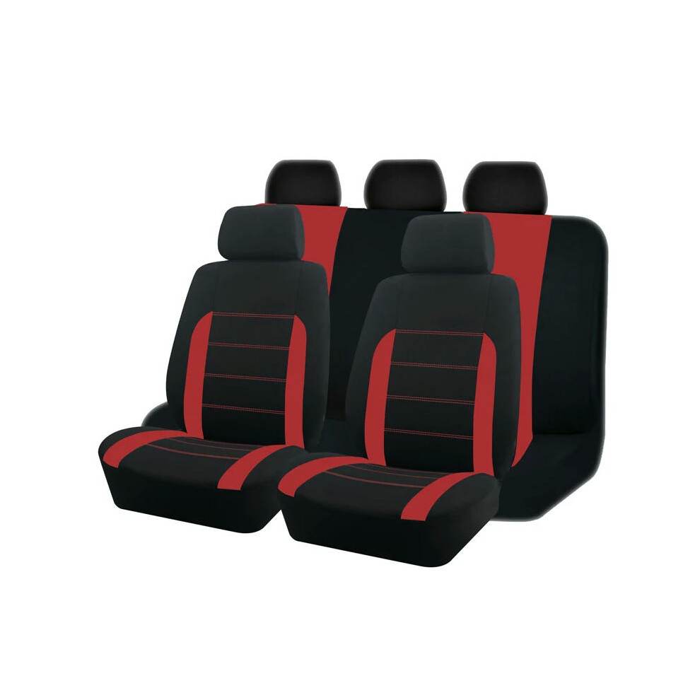 (Red 5 seat) AUTO PLUS Universal Fabric Car Seat Covers Fit For Most Car Suv Truck Van Car Accessories Interior Seat Covers Car