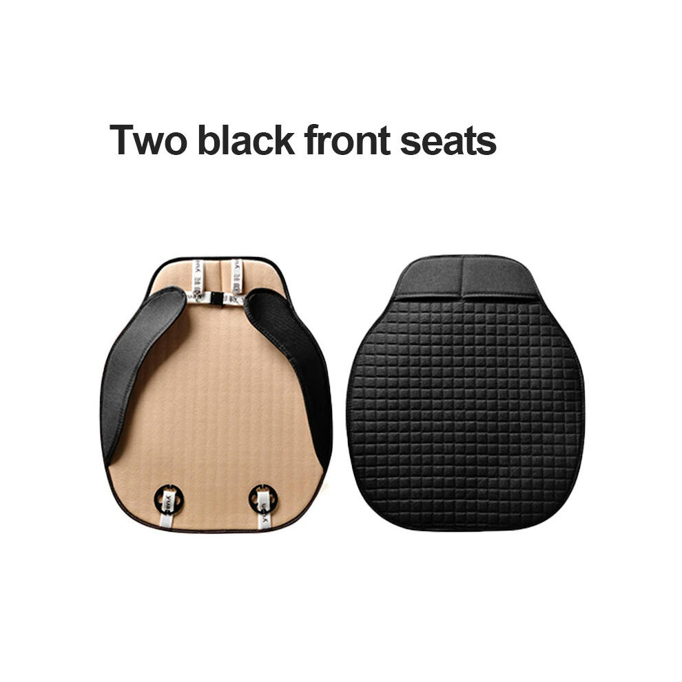 (2pcs black front) SEAMETAL Universal Flax Car Seat Covers Front Rear Breathable Linen Cushion Anti Slip Auto Seat Protector Mat Pad Four Seasons