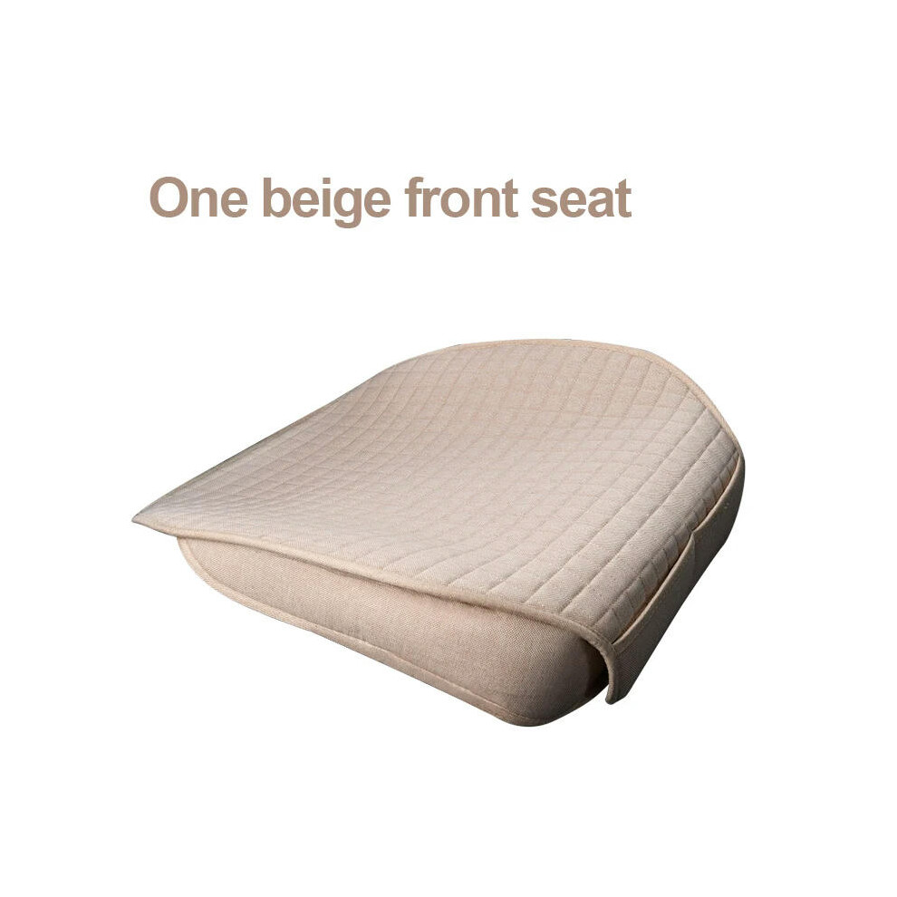 (1pc beige front) SEAMETAL Universal Flax Car Seat Covers Front Rear Breathable Linen Cushion Anti Slip Auto Seat Protector Mat Pad Four Seasons