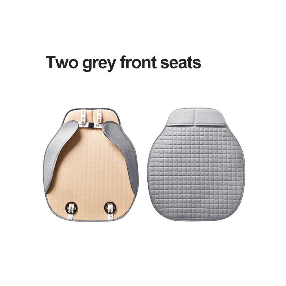 (2pcs gray front) SEAMETAL Universal Flax Car Seat Covers Front Rear Breathable Linen Cushion Anti Slip Auto Seat Protector Mat Pad Four Seasons