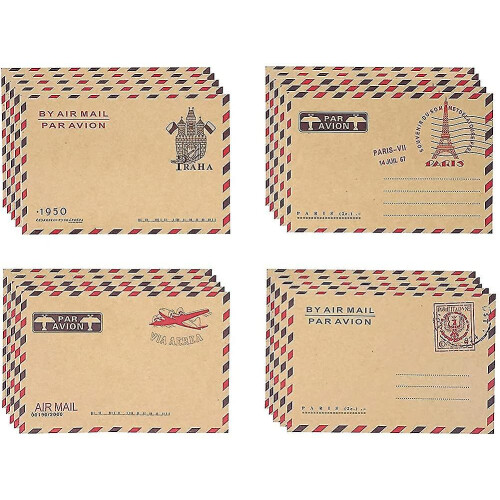 100pcs Vintage Pattern Airmail Letter Envelopes Case Holder Envelope Gift Set