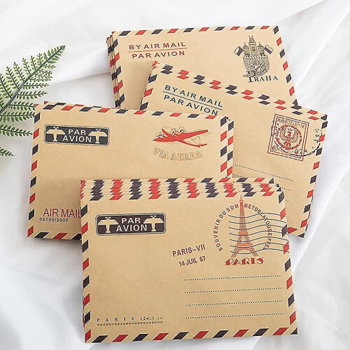 100pcs Vintage Pattern Airmail Letter Envelopes Case Holder Envelope Gift Set 1