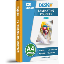 Deskit Laminating Pouches A4, Glossy, 120 Sheets, 100 Microns - Clear and Durable Presentations - Flexible Rigidity for Everyday Use