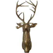 Animal Head Sculpture, Innovative Antique Deer Head Wall Decor With Glasses, Hand-painted And Polished Stag Head Wall Mount, Garden Patio Deer Head St
