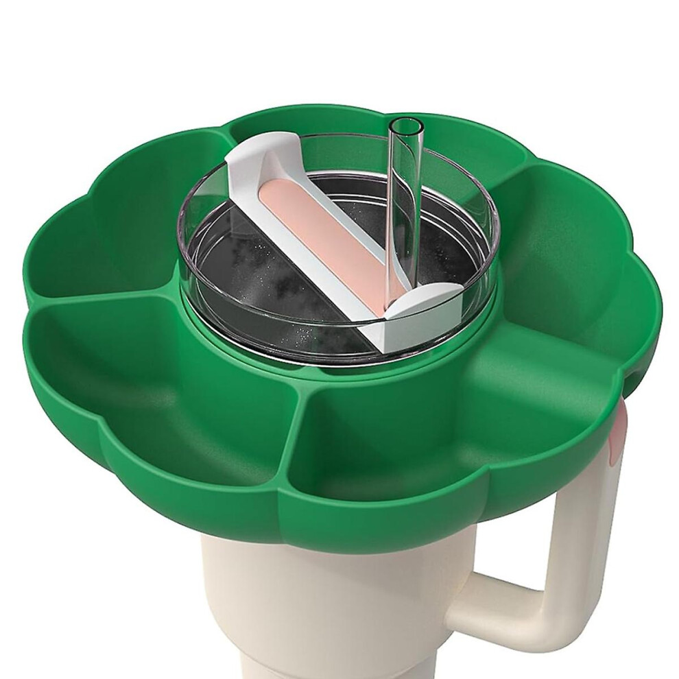 (Green) Snack Bowl With Handle, Reusable Snack Tray Cup Accessories Fits For Stanley 30 Oz Tumbler, Silicone Snack Ring Suitable For Car Cup Holder, C Green 9353840232065