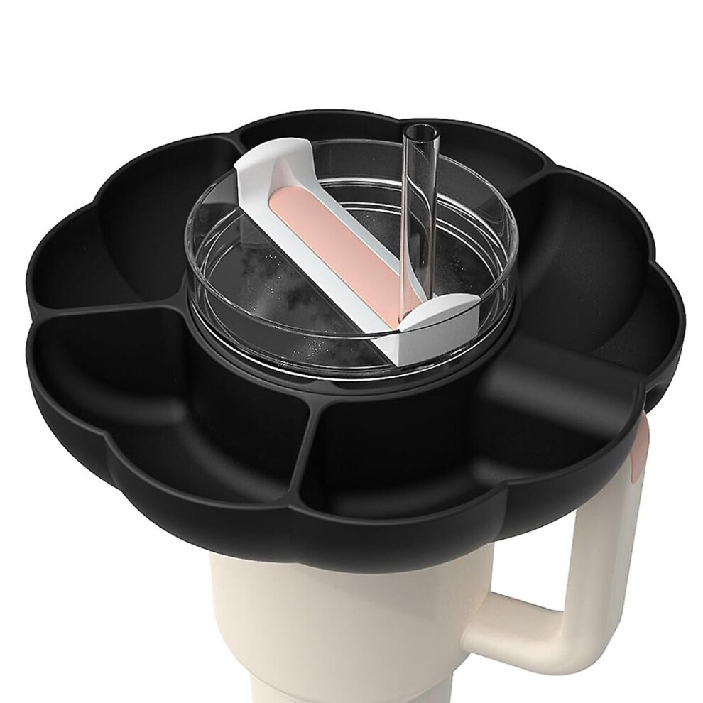 (Black) Snack Bowl With Handle, Reusable Snack Tray Cup Accessories Fits For Stanley 30 Oz Tumbler, Silicone Snack Ring Suitable For Car Cup Holder, C Black 9353840232089