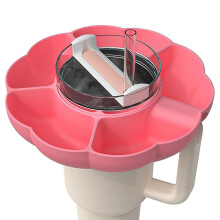 (Pink) Snack Bowl With Handle, Reusable Snack Tray Cup Accessories Fits For Stanley 30 Oz Tumbler, Silicone Snack Ring Suitable For Car Cup Holder, Cinema, A