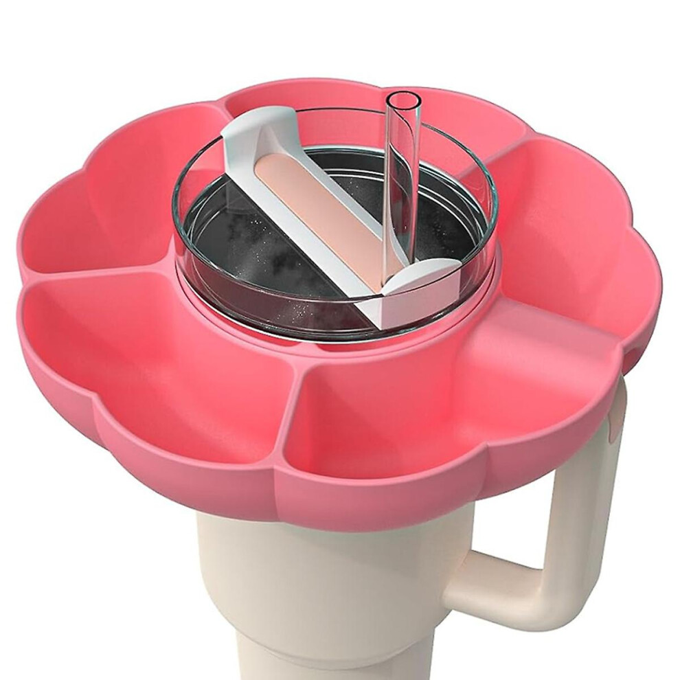 (Pink) Snack Bowl With Handle, Reusable Snack Tray Cup Accessories Fits For Stanley 30 Oz Tumbler, Silicone Snack Ring Suitable For Car Cup Holder, Ci Pink 9353840232096