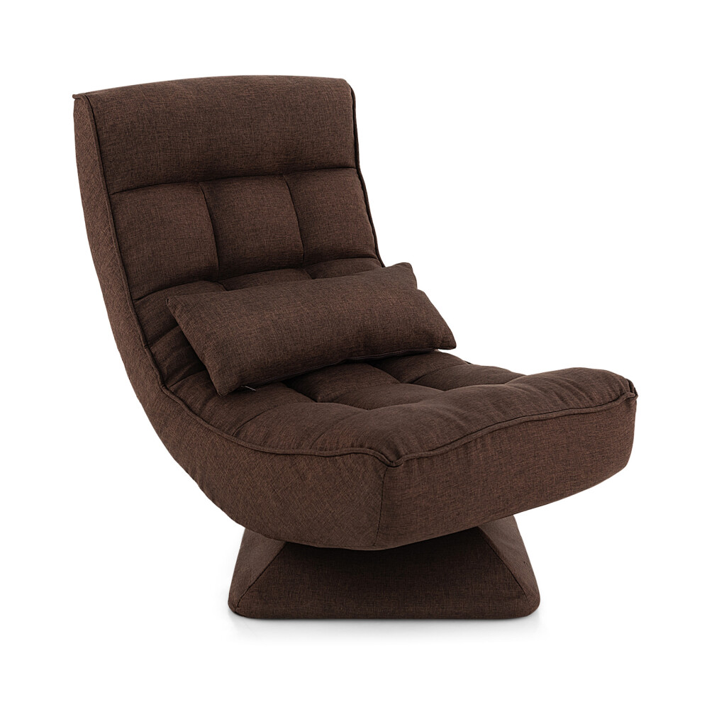 4-Position Adjustable Floor Chair Padded Lounge Chair w/ Swivel Base