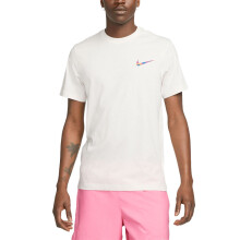 (White, L) NIKE Mens T Shirts Club Swoosh HDY Print Short Sleeve Summer White Sportswear