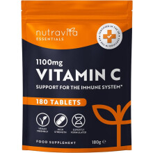 Vitamin C Tablets 1100mg 180 Premium Vegan Vegetarian Tablets 3 Month Supply High Strength Ascorbic Acid Vitamin C Immune System Letterbox Friendly