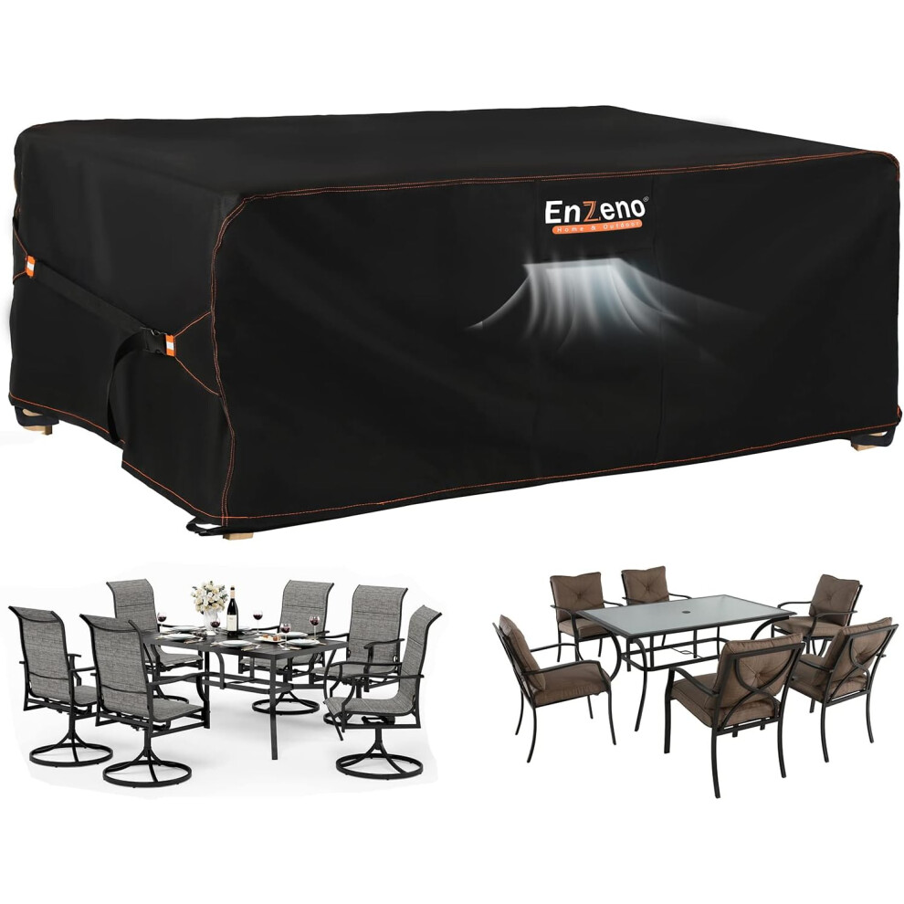 Enzeno Garden Furniture Cover 150X90X74cm Garden Table Cover Waterproof 420D  Polyester Outdoor  Table Covers Windproof Anti UV Chair Table Patio