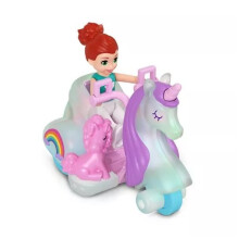 Polly Pocket Micro Doll Die-cast Car Rainbow Unicorn Scooter Doll Pet
