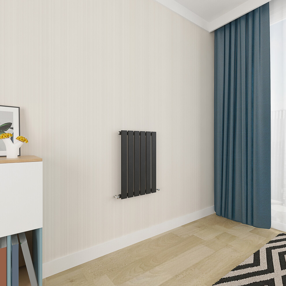 (600x408mm Single) Horizontal flat radiator black all sizes