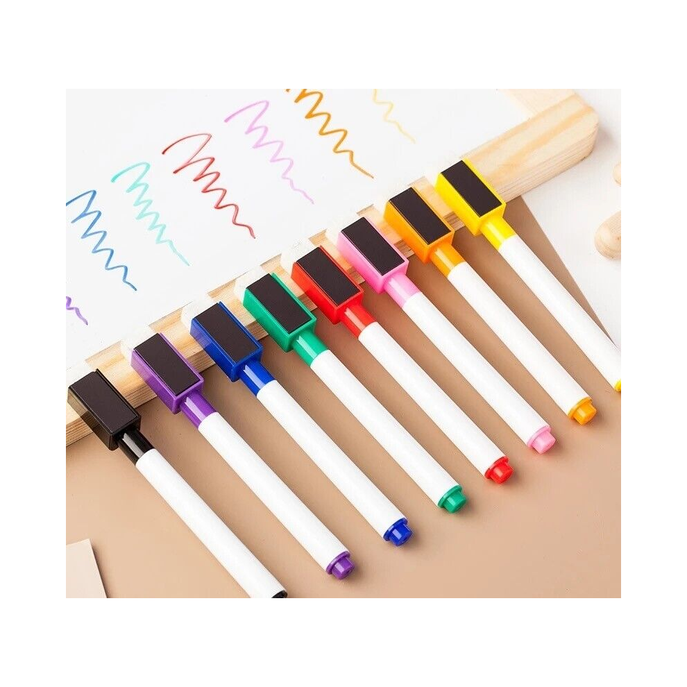 8Pcs Magnetic White Board Marker Pens Dry Eraser Wipe Whiteboard Pen