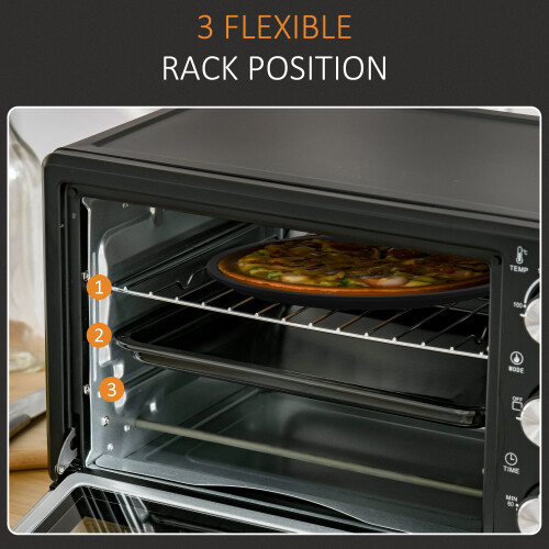 Homcom HOMCOM Mini Oven 21L Electric Grill w/ Adjustable Temp Timer 1400W, Black 2
