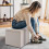 Costway Faux Leather Ottoman Pouffe Storage Toy Box Foot Stool White 5