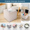 Costway Faux Leather Ottoman Pouffe Storage Toy Box Foot Stool White 7