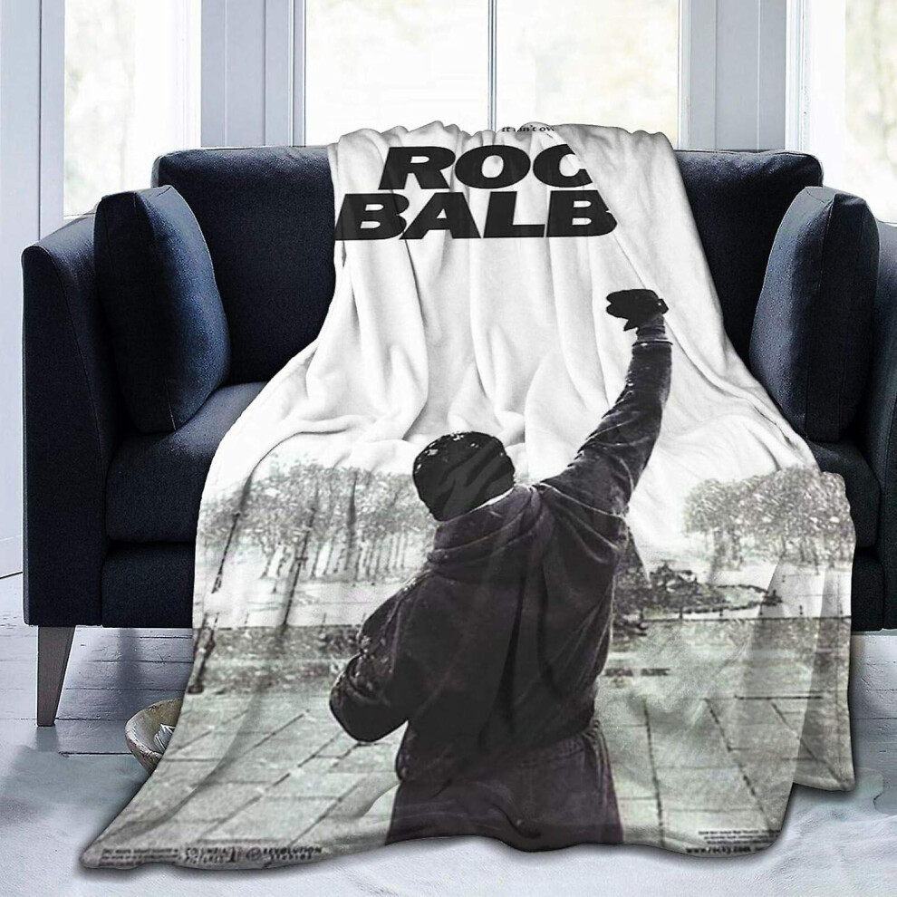 (50x40in 125x100cm) Black Rocky Balboa Kids Adults Ultra-soft Micro Fleece Blanket Throw All Season Fuzzy Lightweight Throw Blankets For Office Company Home Couch Bed Sof