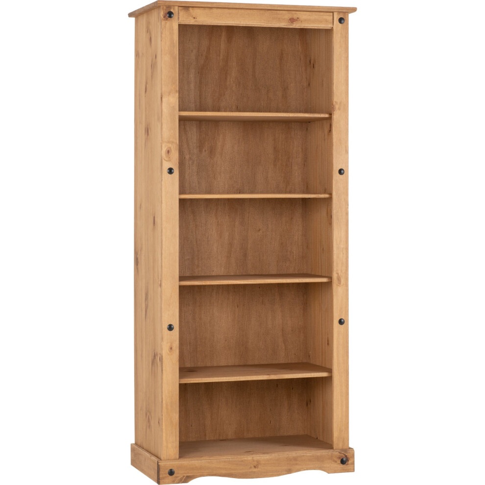 Corona 5 Shelves Tall Bookcase in Distressed Waxed Pine