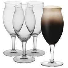 (4) 410ml Clear Glass Stemmed Beer Lager Pint Bar Glasses Stout & Porter