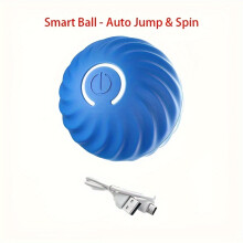 (Blue) Automatic Rolling Ball Toy, Durable Dog Chew Ball Toy, Pet Grinding Teeth Toy