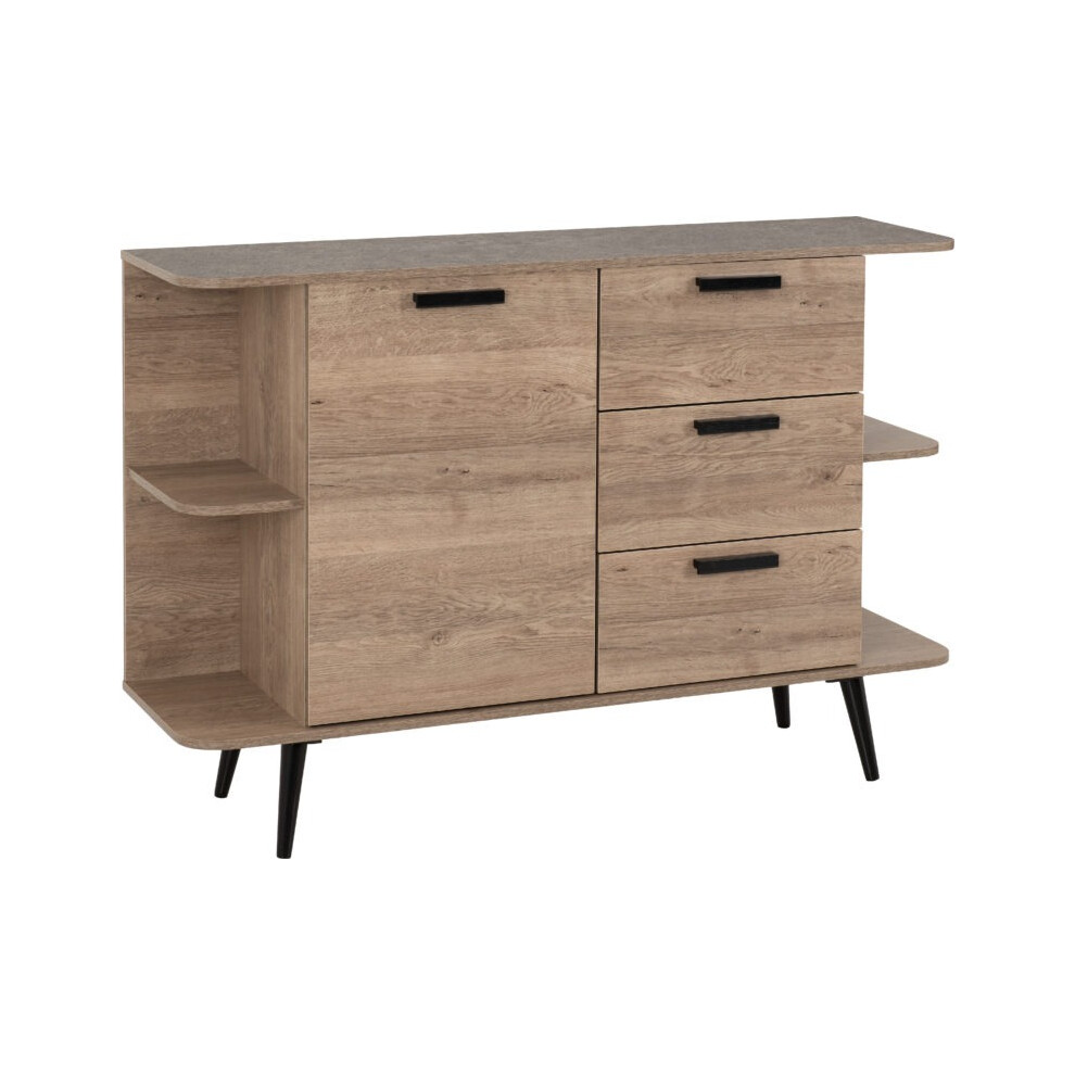 (1 Door 3 Drawer Sideboard) Saxton Mid Oak Effect/Grey Living Room Furniture