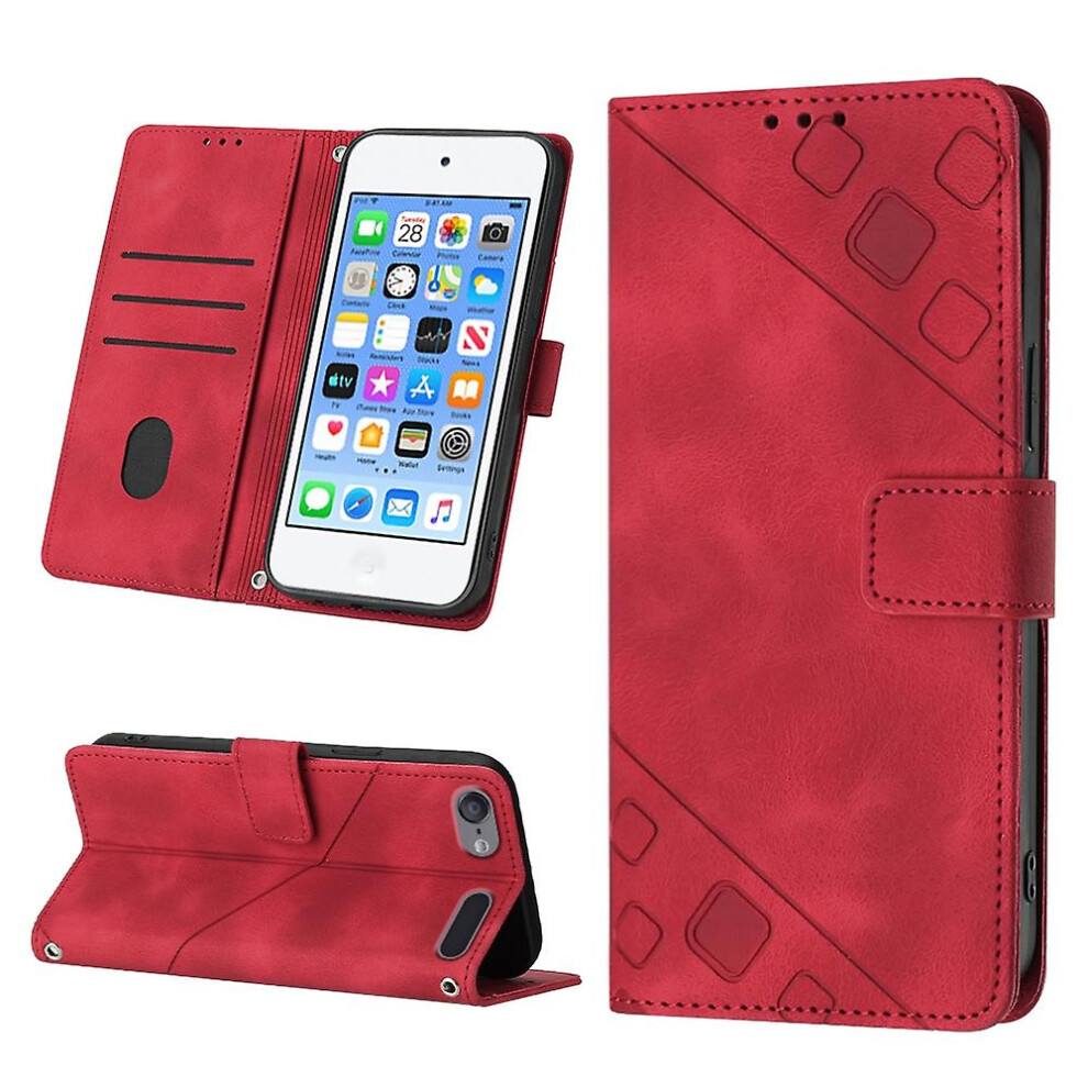 (Red) Embossed Leather Case For Ipod Touch 7 / Touch 6 Red 9353840249797