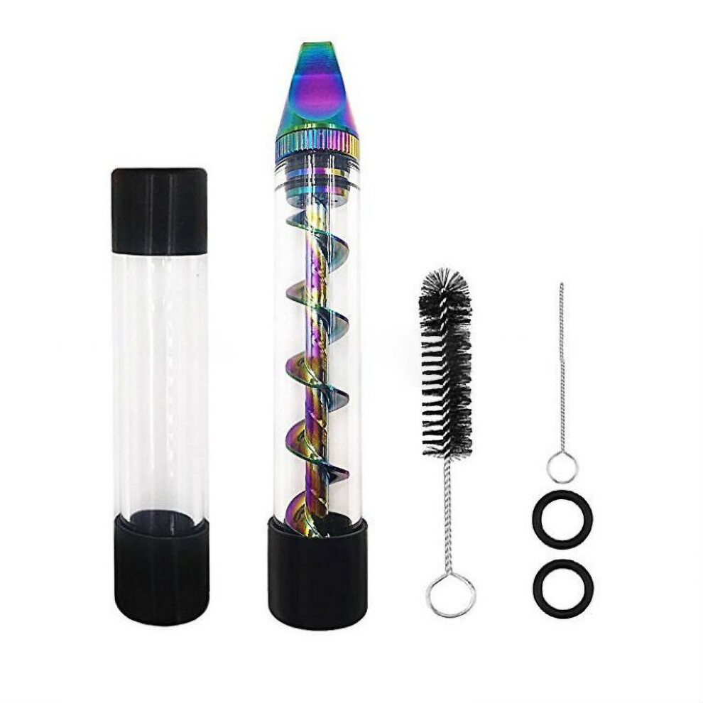 Mini Spiral Tobacco Pipe Flat Mouth Smoking Tube Glass Atomizer Set With Cleaning Tools
