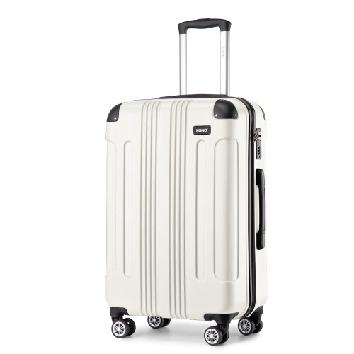 Beige Color 28 Inch Trolley Case Hard Shell ABS Travel Suitcase With TSA Lock