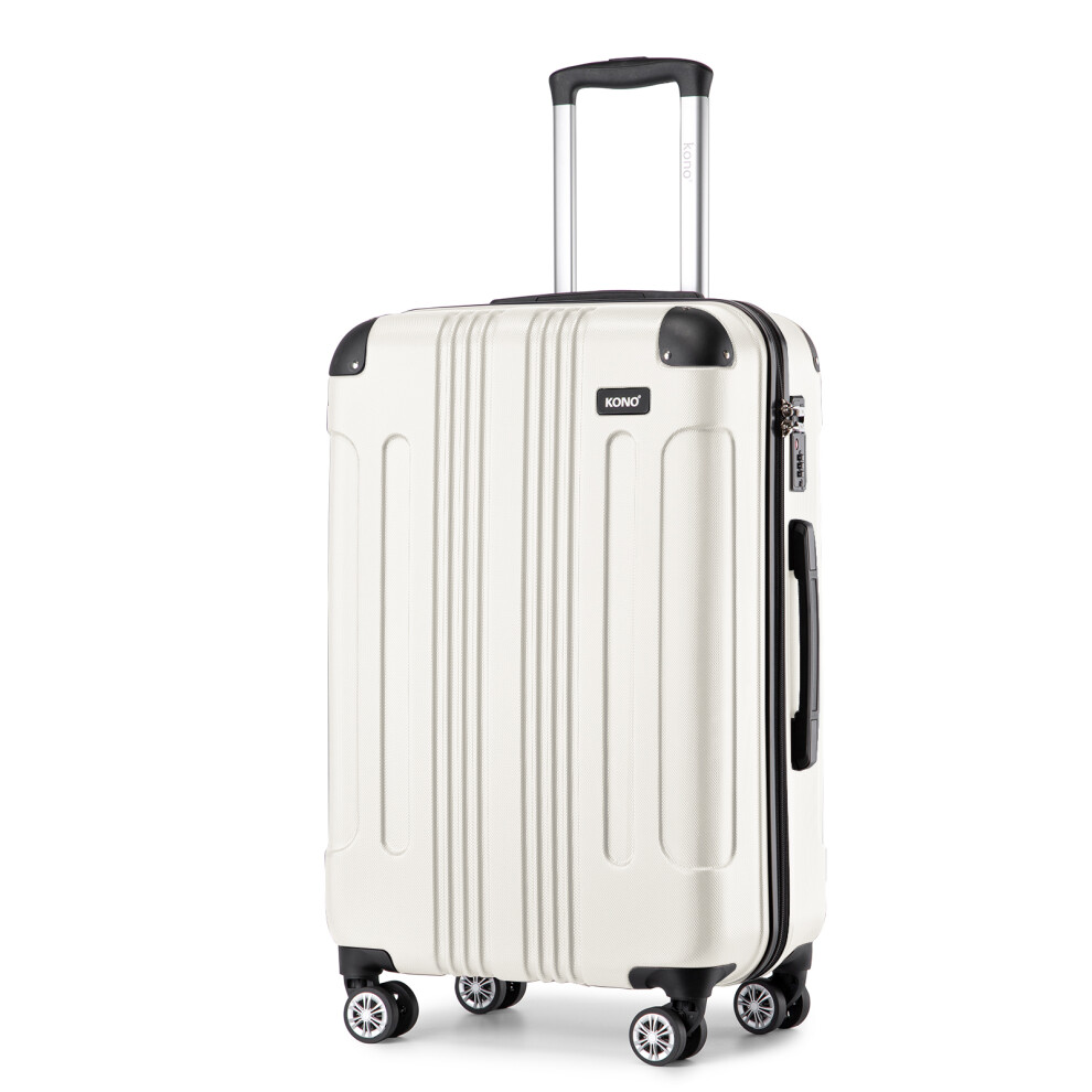 Beige Color 28 Inch Trolley Case Hard Shell Abs Travel Suitcase With Tsa Lock White,Cream