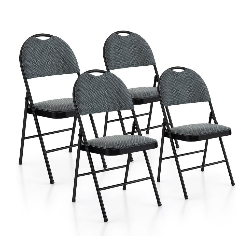 4-Piece Folding Chair Set w/ Cushioned Seat and Back Black
