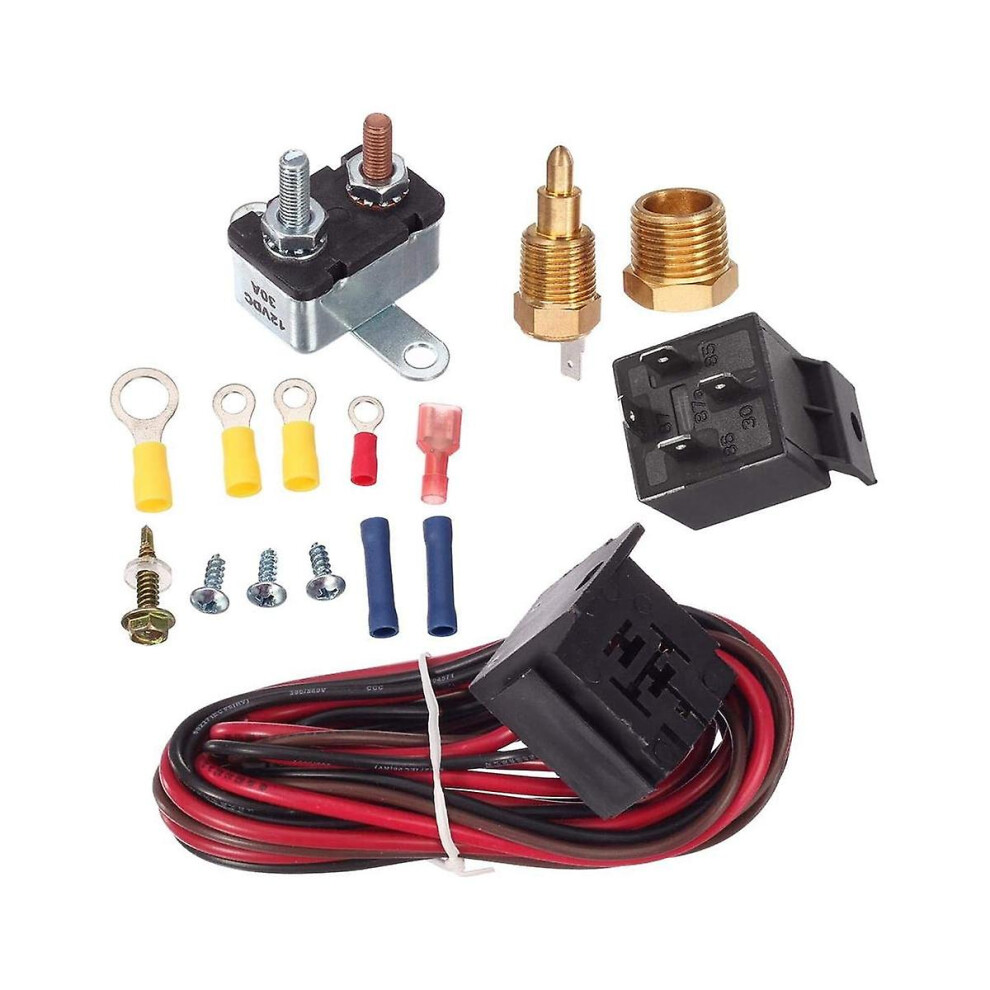 175-185 Degree Electric Cooling Fan Thermostat Kit Temp Sensor Temperature Switch 40 50 60 Amp Rela 9353840254081