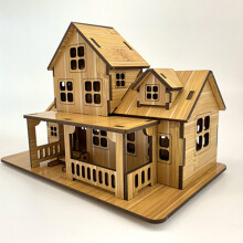 (Cozy Cottage) Educational DIY Wooden Puzzle House Model Kit for Children and Adults