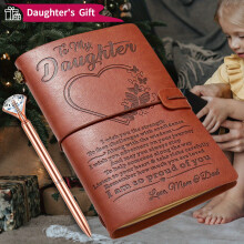 (A6 Size) To My Daughter Journal - Refillable Faux Leather Notebook with Pen Set