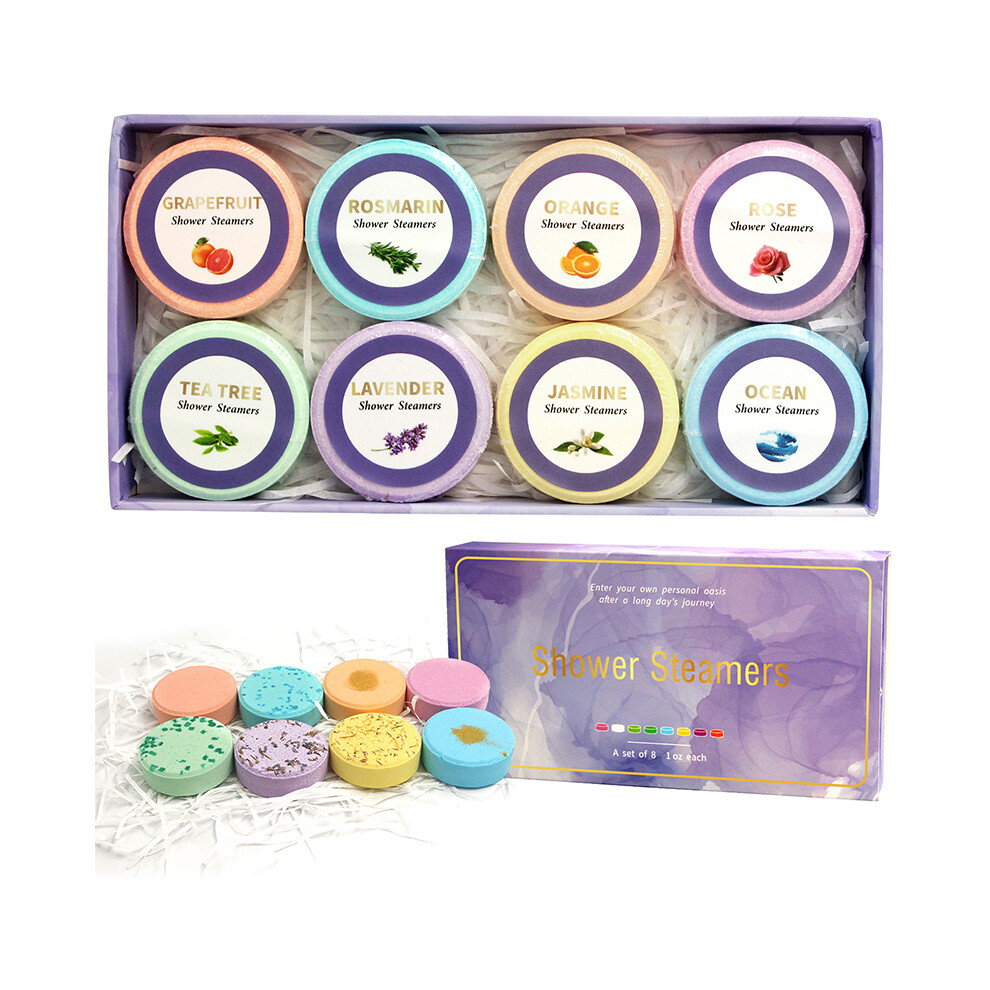 (8 Shower Tablets (purple Box)) 8 Pack Shower Bombs Gifts For Her With Essential Oil For Home SPA, Self-Care & Relaxation Valentine's Birthday Day Gif