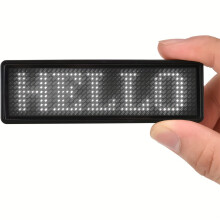 (Wireless LED Badge (white)) Rechargeable Wireless LED Badge with APP Programming and Scrolling Matrix Pixel Panel