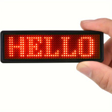 (Wireless LED Badge?red?) Rechargeable Wireless LED Badge with APP Programming and Scrolling Matrix Pixel Panel