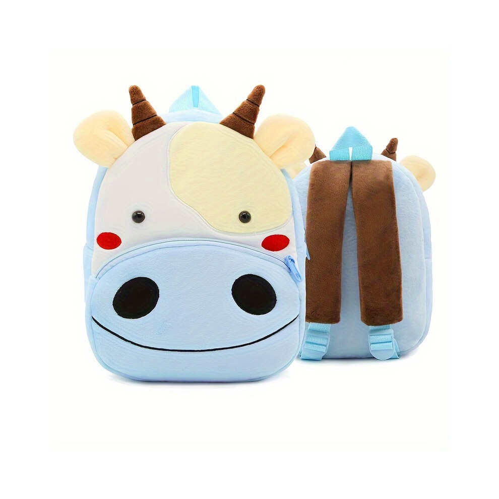 (Cow) Polyester Schoolbag, Cute Girl's Animal Plush Backpack