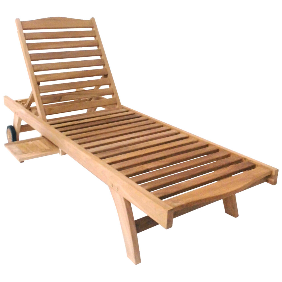 Charles Bentley Solid Wooden Teak Garden Patio Reclining Sun Lounger Sunbed