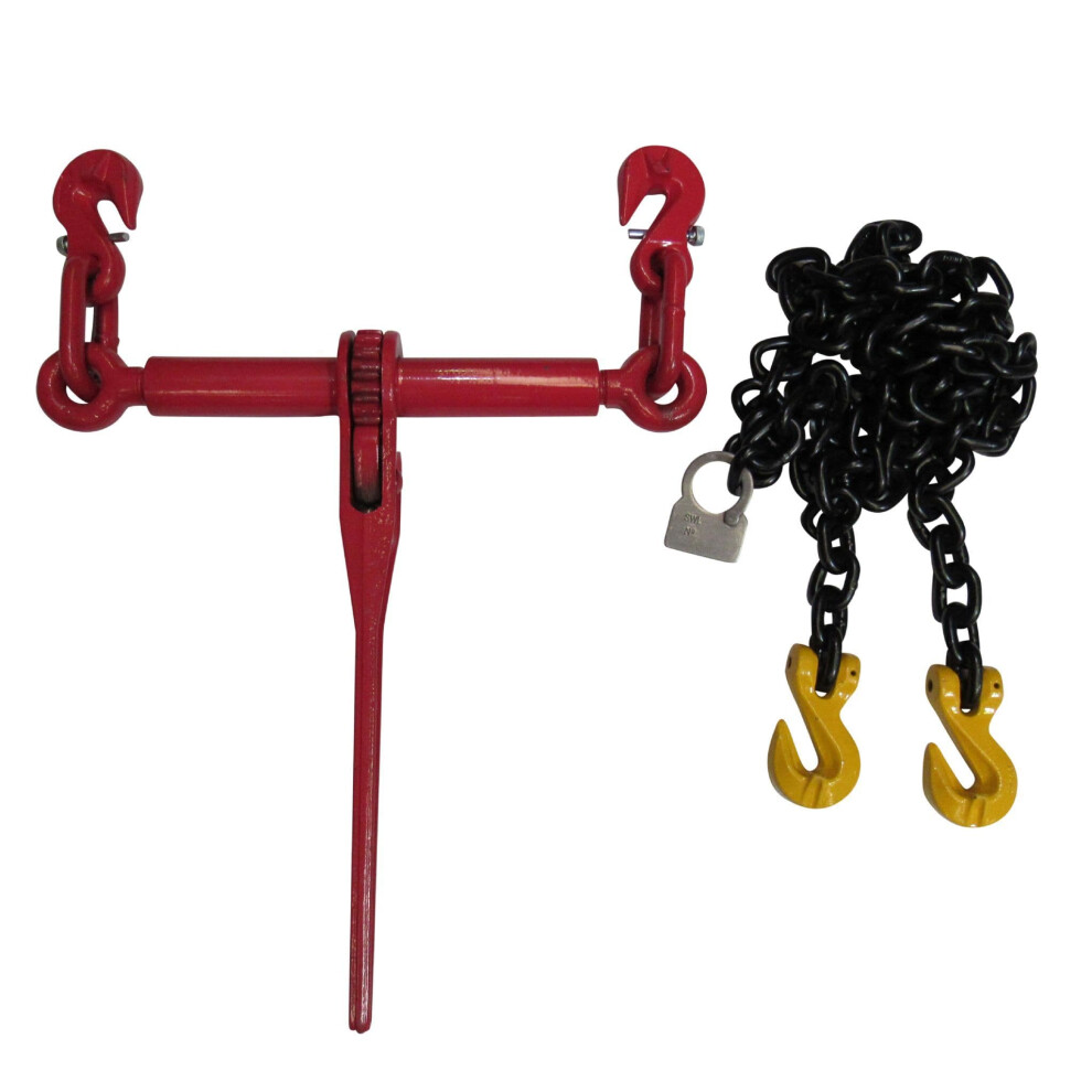 (12Mm, 4M With Grab Hooks) Lever Ratchet Chain Loadbinder (Safety Catch) 600988554795