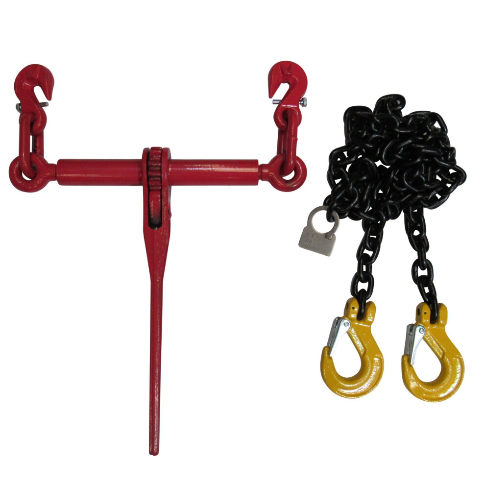 (12Mm, 6M With Sling Hooks) Lever Ratchet Chain Loadbinder (Safety Catch) 600988554887