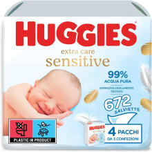Huggies Pure Extra Care Baby Wipes Box with 12 Packs (672 Wipes Total) 99 Percent Pure Water Wet Wipes Fragrance and Protect Sensitive Skin