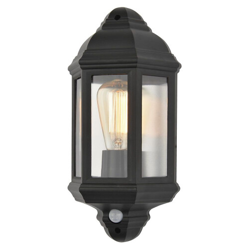 Litecraft Bangor Outdoor Traditional Wall Lantern With Sensor - Black
