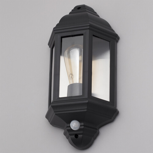 Litecraft Bangor Outdoor Traditional Wall Lantern With Sensor - Black 1
