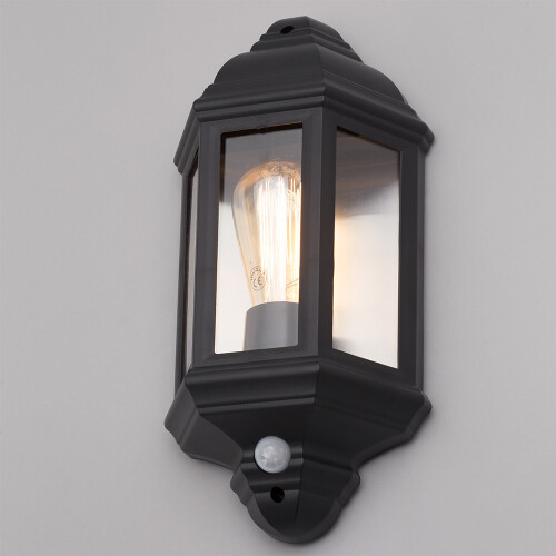 Litecraft Bangor Outdoor Traditional Wall Lantern With Sensor - Black 2