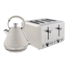 Tower Cavaletto Kitchen Set, 1.7L Rapid Boil Kettle & 4 Slice Toaster, Latte with Chrome, T10044MSH, T20051MSH