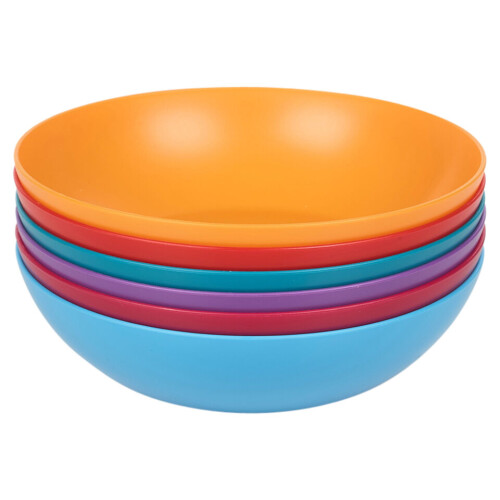 URBN Living (Multicoloured) Unbreakable Plastic Deep Round Reusable Dinner & Picnic Plates 6pcs 2